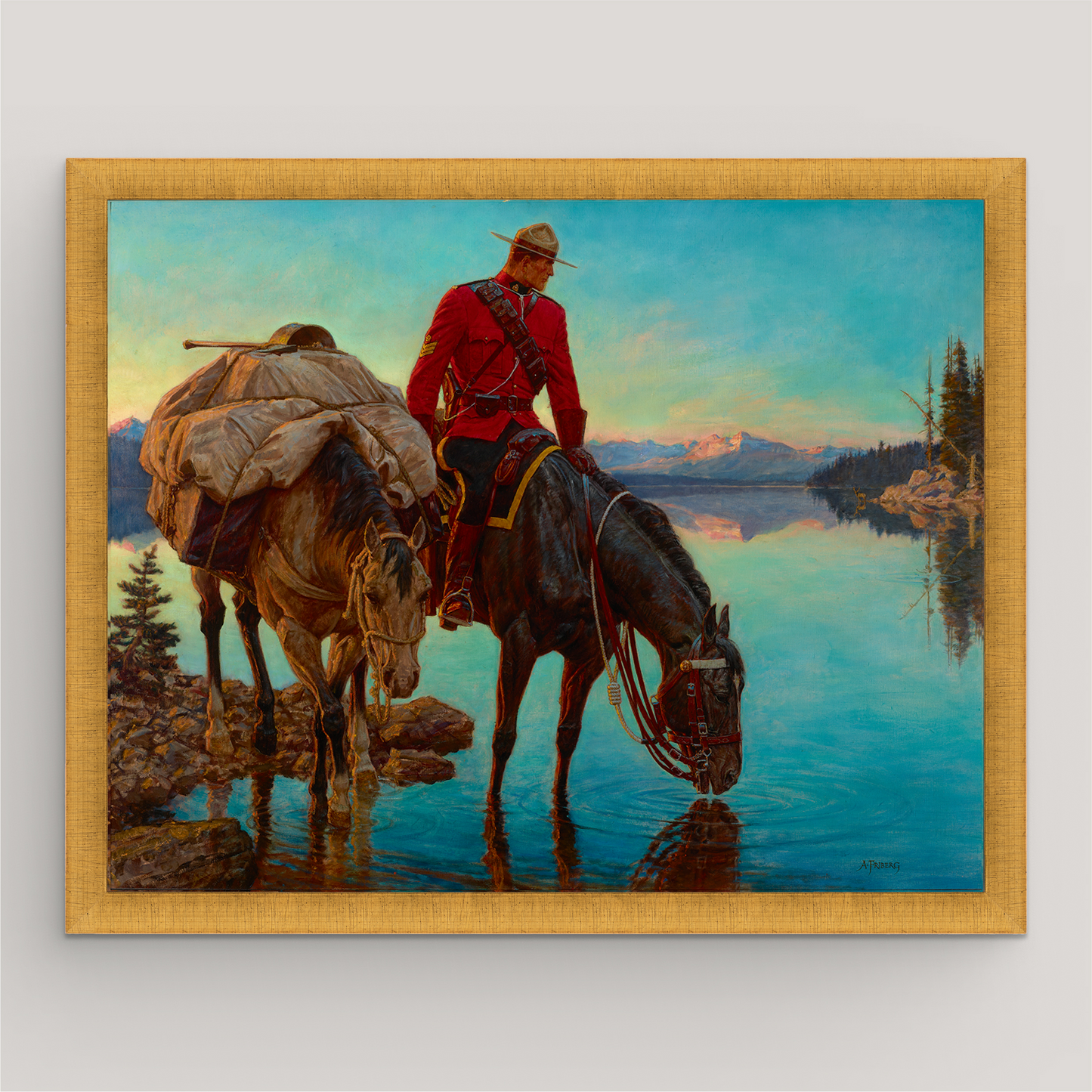 
                  
                    Mountie Watering Horse and Packhorse in Lake
                  
                