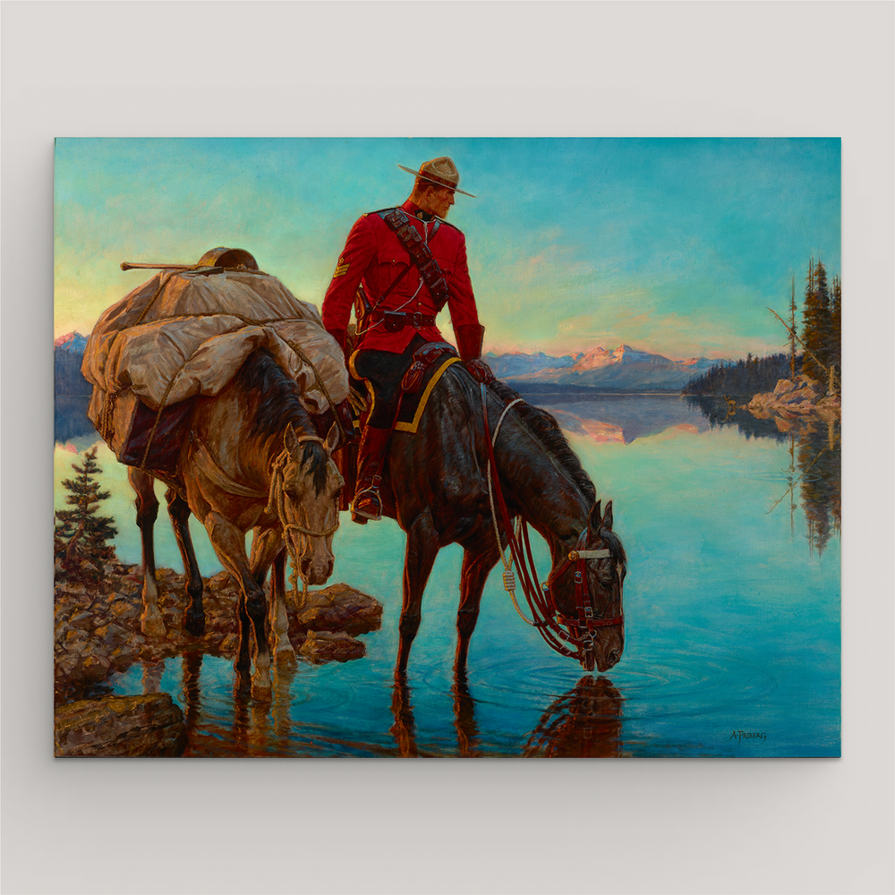 
                  
                    Mountie Watering Horse and Packhorse in Lake
                  
                