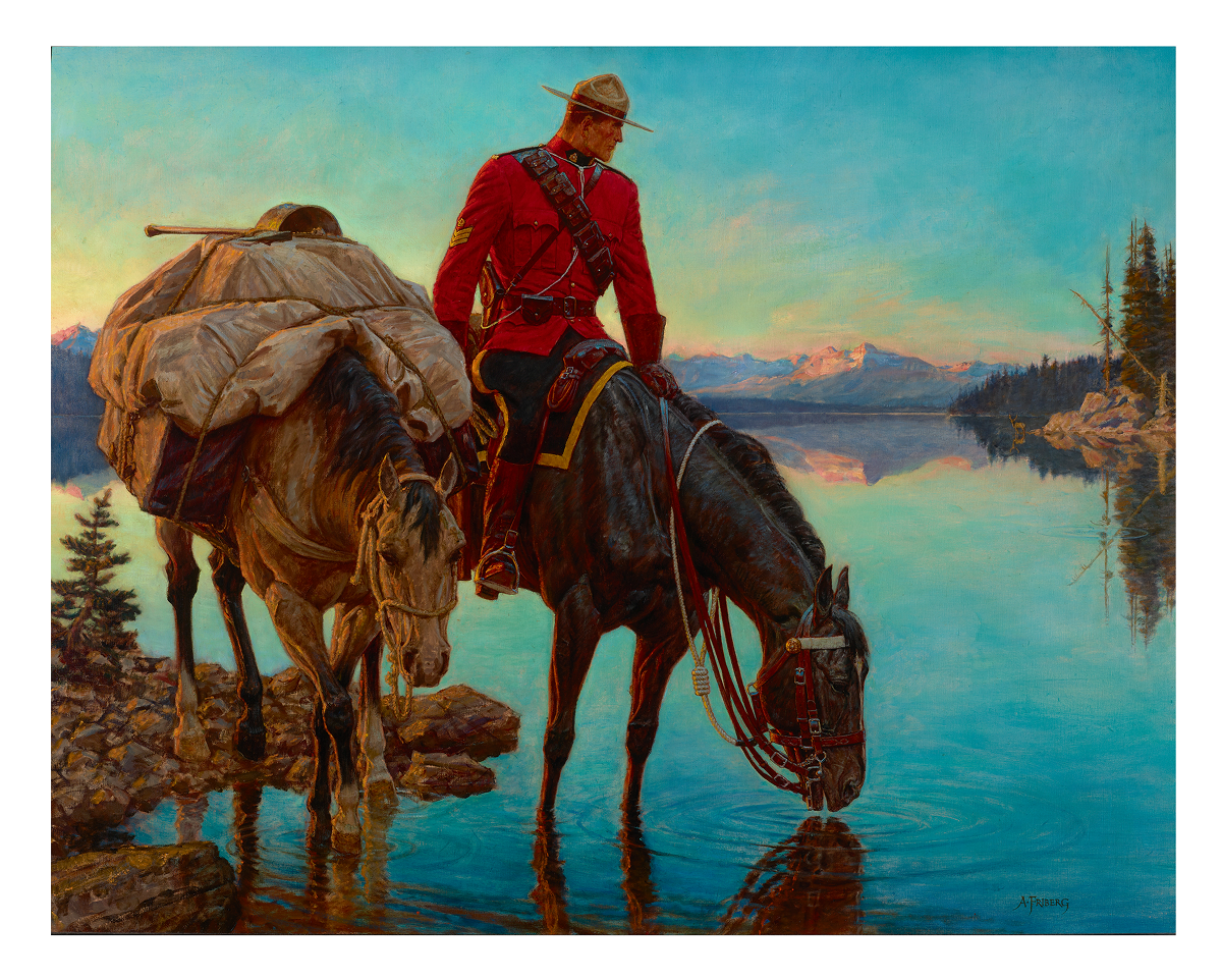 
                  
                    Mountie Watering Horse and Packhorse in Lake
                  
                